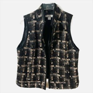 Christopher & Banks Knit Quilted Full Front Zip Fully Lined Vest High Collar